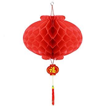Chinese Red Paper Lantern Festival Decoration for Wedding, New Year, Spring Festival (Red, 25cm/10pcs)