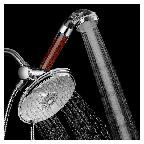 HotelSpa® All-in-One System combines 7-Setting 7-inch Rainfall Shower Head and High-Pressure Hand Shower with Ionic Shower Filter to Helps Reduce Chlorine and Impurities to Rejuvenate Skin and Hair