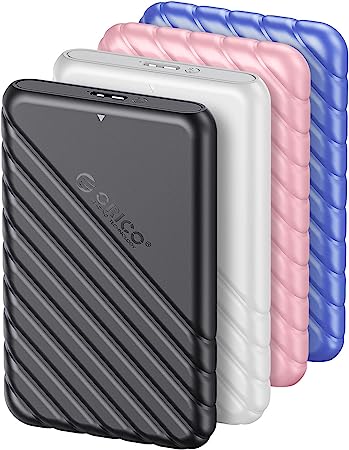 ORICO 2.5 Inch Hard Drive Enclosure USB 3.0 to SATA 5Gbps for 7-9.5mm SSD HDD External Hard Drive Disk Case Support UASP Trim Tool Free(25PW1U3),Black White Blue Pink, 4 Pack