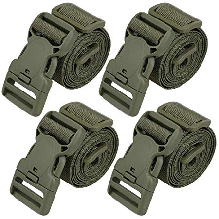 MAGARROW 65" × 1.5" Utility Straps with Buckle Adjustable, 4-Pack (Army Green (4-PCS))