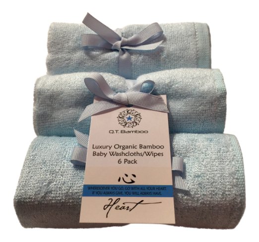 Bamboo Pack of 6 Bamboo Washcloths Face Towels. Ideal for Sensitive Skin.