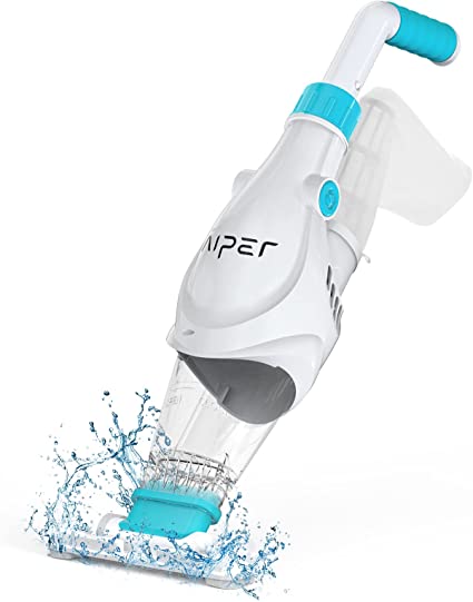 AIPER Handheld Pool Vacuum, Cordless Rechargeable Pool Vacuum Cleaner with Scrub Brush Head, Large Filter Bag, Perfect for Above-Ground/In-Ground Pools, Small Pools