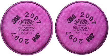 3M 2097 P100 Particulate Filter with Organic Vapor Relief, 2 Pack (4.3 Inch)