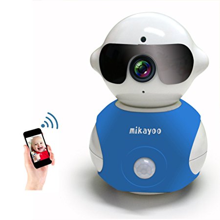 Mikayoo Wireless Camera,Portable Robot Shape 360° Adjustable Wireless IP Camera WiFi Surveillance Security Network Baby Monitor Camera/Carcorder Built in Mic Speaker Infrared Sensor(Blue)