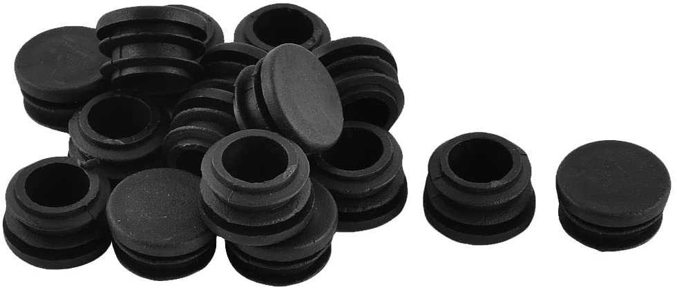 Antrader Furniture Foot Table Chair Legs Blanking End Plastic Round Ribbed Tube Insert Plug Cap Covers Protector Black 30pcs (22mm)