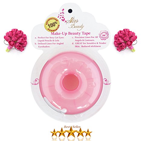 Star Beauty Make Up Tape Gentle On Facial Skin & Sensitive Eye Areas Micropore tape, Perfect SEXY Cat Eyes FANTASTIC Eyeshadow Angles PRECISION Contour Lines Eyeliner Brush Eyeshadow Brush Application