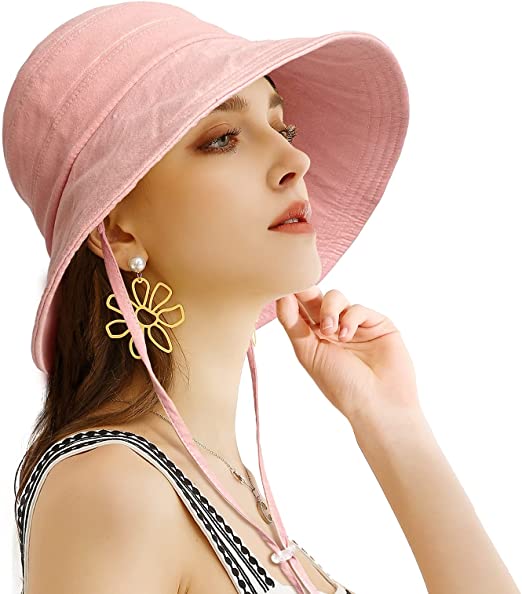 ENJOYFUR Packable Sun Hats for Women Summer Wide Brim Hat Womens Floppy Cotton Sun Hats for Travel