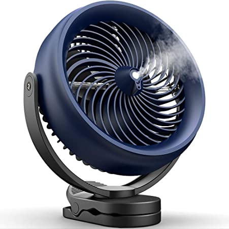 Koonie 10000mAh Misting Fan, Battery Operated Mist Fan Desk Fan Clip on Fan, 48 Hours Working Time, Detachable Battery, 3 Speeds, 2 Mist Modes with 200ml Tank for Home, Stroller, Office and Outdoor