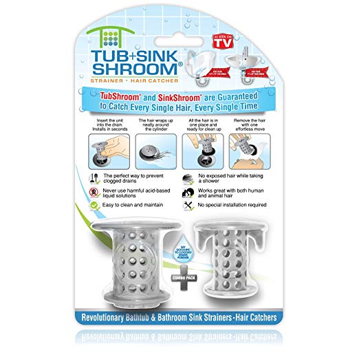 TubShroom and SinkShroom Drain Protectors Hair Catchers for Bathtubs and Sinks, Gray