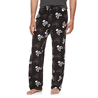 Men's Skulls Crossbones Print Ultra-Soft Brushed Microfleece Sleep Bottoms Lounge Pajama Pants