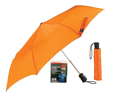 Auto Open Close Compact Travel Umbrella and Emergency Rain Poncho