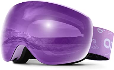 Odoland OTG Ski Goggles for Kid and Youth, UV Protection and Anti-Fog Len for Children, Double Spherical Lens Snowboard Goggles Perfect for Skating Skiing Snowboard for Boys and Girls