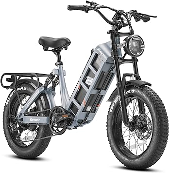 eAhora Juliet 60Ah 1000W Electric Bike for Adults Long Range Electric Bike 20 * 4.0 Fat Tire Electric Bike Full Suspension Electric Mountain Bike,Color Display Blue-Gray X7