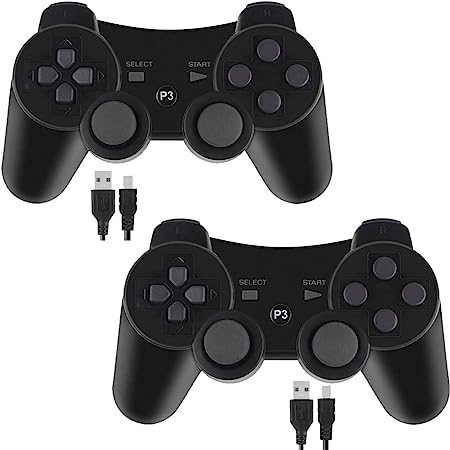 Kolopc PS3 Controller Wireless for Playstation 3 Dual Shock (Pack of 2,Black Black)
