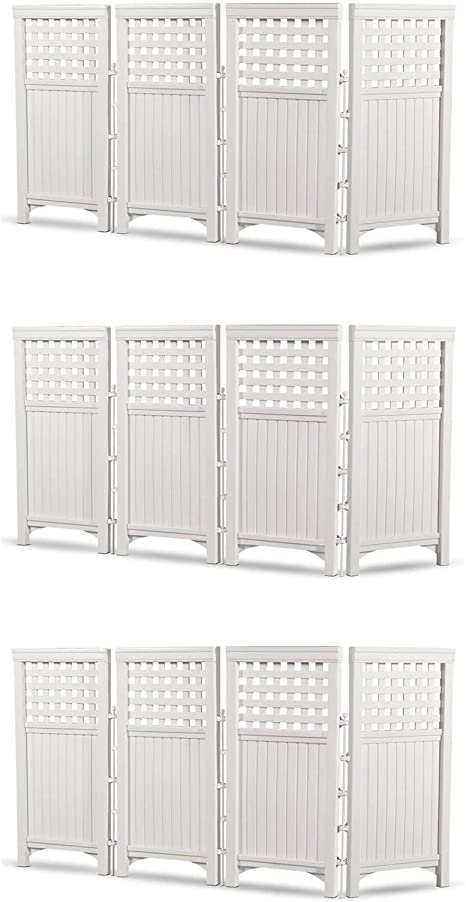 Suncast Outdoor Garden Yard 4 Panel Screen Enclosure Gated Fence, White (3 Pack)