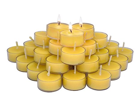 Elite Selection 36 Count 100% Pure Refined Beeswax Tea Light Candles, with Wick, Smokeless Burning