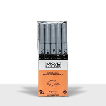 Autoquill Fineliner (10 Pack): Fine Point Black Ink Pens. Perfect for Artists & Writers: Illustration, Graphic Design, Journals, Office Documents, Scrapbooking, Technical Drawing, DIY Craft Projects