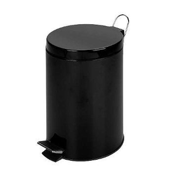 Honey-Can-Do 12L Step Trash Can, Matte, Black