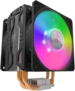 Cooler Master Hyper 212 LED Turbo ARGB CPU Air Cooler - Jet Black Aluminium Finish, 4 Continuous Direct Contact Heat Pipes with Fins, Dual SickleFlow 120 ARGB Fans, ARGB LED Controller - ARGB