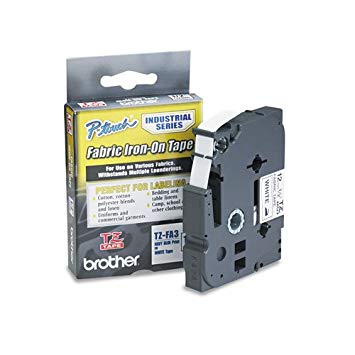 Brother P-Touch TZFA3 - TZ Industrial Series Fabric Iron-On Tape, Navy-on-White, 1/2 x 9.8ft