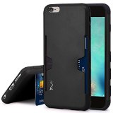 iPhone 6S Case iPhone 6 Case Tauri Card Slot Case Stand Function Dual Layer Heavy Duty Hybrid Defender Armor Case Cover For 47 inch Apple iPhone 6S 2015 and iPhone 6 2014 - Black