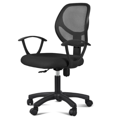 Yaheetech Ergonomic Mesh Computer Office Desk Task Midback Task Chair Metal Base (Black)