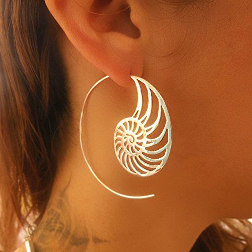 Silver Earrings - Silver Spiral Earrings - Tribal Earrings - Gypsy Earrings - Ethnic Earrings - Silver Jewelry - Statement Earrings - Long Earrings