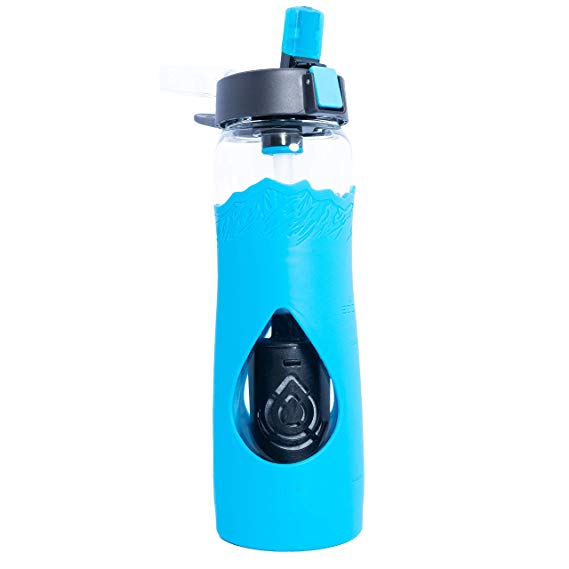 Escape Glass Filtered Water Bottle | 24oz | American Made Filter Removes Chemicals, Lead, PFOA, PFOS, Chromium 6, VOC, Giardia, Cryptosporidium & 99.99% of Tap Water Contaminants | BPA Free