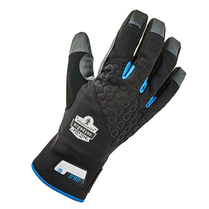 Ergodyne ProFlex 817WP Reinforced Thermal Waterproof Insulated Work Gloves, Touchscreen Capable, Black, Small