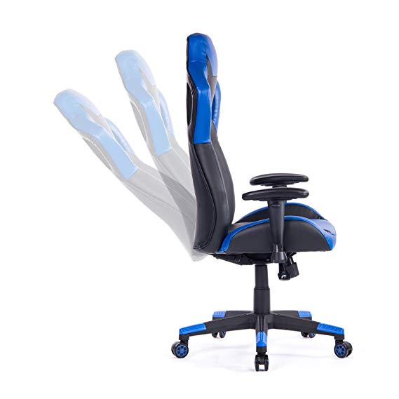 SimLife Executive Swivel Leather Gaming Racing Chair High-Back Office Computer Adjustable Desk Task Chair (Bule/Black)