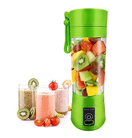 Portable USB Juicer Cup Fruit Mixing Machine Personal Size Electric Rechargeable Mixer Water Bottle 380ml with USB Charger Cable