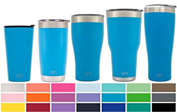 Simple Modern Pint 16oz Tumbler - Vacuum Insulated Stackable Kitchen Glass Cupholder Friendly - 475 ml Double Wall Blue 18/8 Stainless Steel - Sky