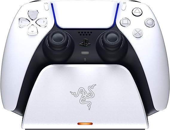 Razer Quick Charging Stand for Playstation 5: Quick Charge - Curved Cradle Design - Matches Ps5 Dualsense Wireless Controller - One-handed Navigation - Usb Powered - White (controller Sold Separately)