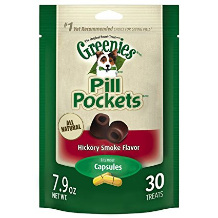 GREENIES PILL POCKETS Treats for Dogs Hickory Smoke - Capsule Size 7.9 oz. 30 Treats