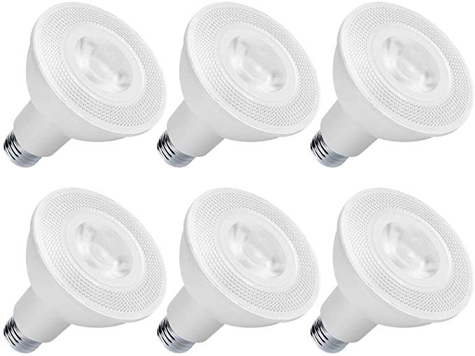 PAR30 LED Bulb 3000K Warm White Flood Light Long Neck Dimmable 12W E26 40 Degree Spotlight 75W Halogen Replacement for Indoor Outdoor Lighting Recessed Can 6-Pack