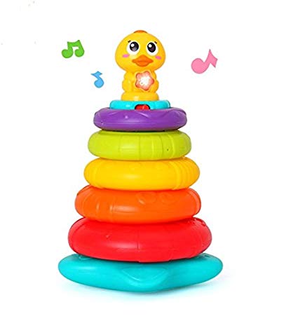 Rainbow Stacking Duck Baby Toy with Colorful Ring Stackers with Music, Sounds and Lights Great Baby Toddler Toy