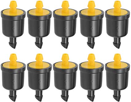 uxcell Pressure Compensating Dripper 5GPH 20L/H Emitter for Garden Lawn Drip Irrigation with Barbed Hose Connector Plastic Yellow 10pcs