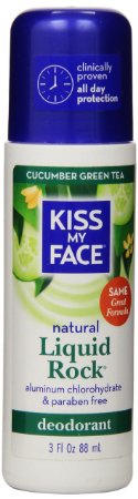 Kiss My Face Natural Deodorant Liquid Rock Roll-On Cucumber Green Tea 3 Ounce