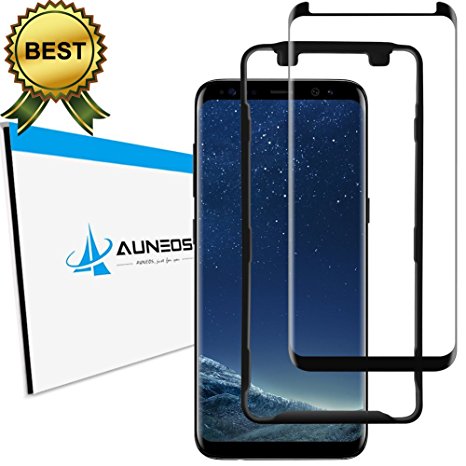 [3D Full Adhesive] Galaxy S8 Screen Protector, AUNEOS S8 Glass Screen Protector [Case Friendly] Samsung Galaxy S8 Tempered Glass Bundle with Install Alignment Tool (S8, Black)