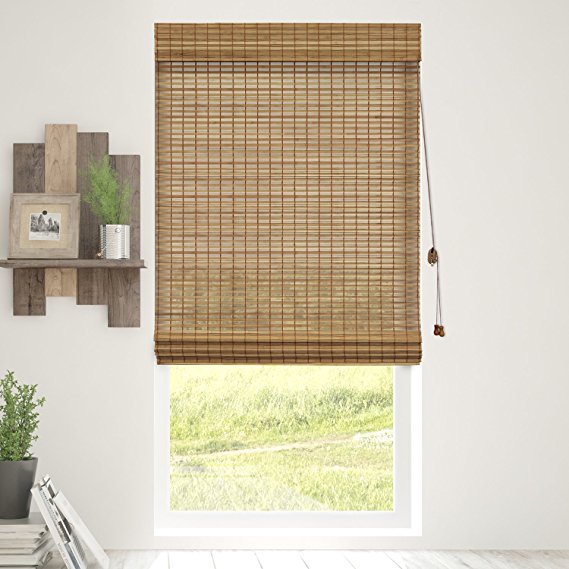 Chicology Bamboo Roman Shades / Wood Window Blind, Bamboo, Privacy - Squirrel, 36"W X 64"H