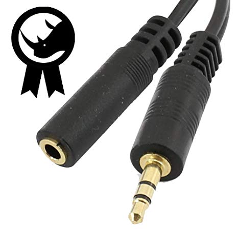 rhinocables Jack Extension Cable, Car Audio Aux Stereo Headphone 3.5mm Male to Female Earphone Extender Lead for Laptop Smartphone Tablet Headphone TV Radio PS4 (5m)