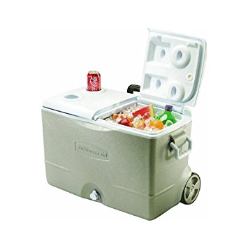 Rubbermaid DuraChill 5-Day Wheeled Ice Chest / Cooler, Platinum, 50-quart (FG2A9200PMTL)