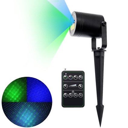 Arotek Star Laser Lights Projector, IP65 Waterproof Christmas Light Show with Remote Control for Holiday Party, Outdoor Landscape & Garden Decoration (Green & Blue, Static, 1.5m / 4.9ft)