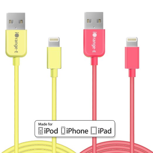 iPhone 6 Charger Apple Certified iOrange-E™2 Pack of Lightning Cable 3.3ft (1M) for iPhone 6 6 plus 5S 5C 5, iPad Air,iPad Mini, iPod Touch 5th Gen and iPod Nano 7th Gen, Red Yellow