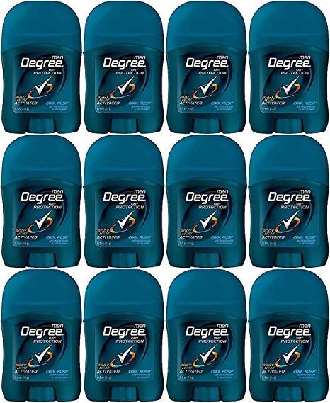 Degree Men Anti-Perspirant & Deodorant, Invisible Stick, Cool Rush, 0.5 Oz / 14 Gr (Pack of 12)