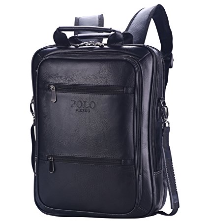 VIDENG POLO® Classic Vintage Genuine Leather RFID Blocking Secure Cross body Briefcase Business Laptop Messenger Sling Shoulder Bag