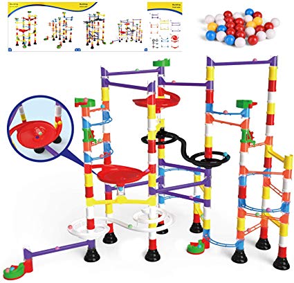 FunLittleToy 213Pcs Kids Marble Run Set for Marble Race Track Game, Family Game