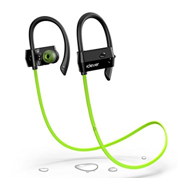 iClever Bluetooth Headphones with Silicone Earhook Secure Fit for Running, Exercise, IPX5 Sweat Proof,CVC 6.0 Noise Canceling,7 Hours Playtime with Mic Volume Control for iPhone, Green(G18)