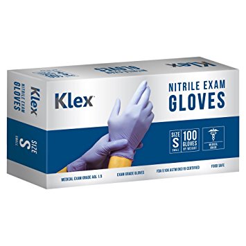 Klex Nitrile Exam Gloves - Medical Grade, Powder Free, Latex Rubber Free, Disposable, Food Safe, purple S Small