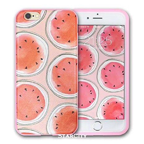 iPhone 6S Case, StarCity ® iPhone 6S (4.7-inch) Case [Shock Absorbent] Flexible TPU Case Skin Gel Protective Cover Case for iPhone 6S / iPhone 6 (TPU Color Series_Watermelon Rose)